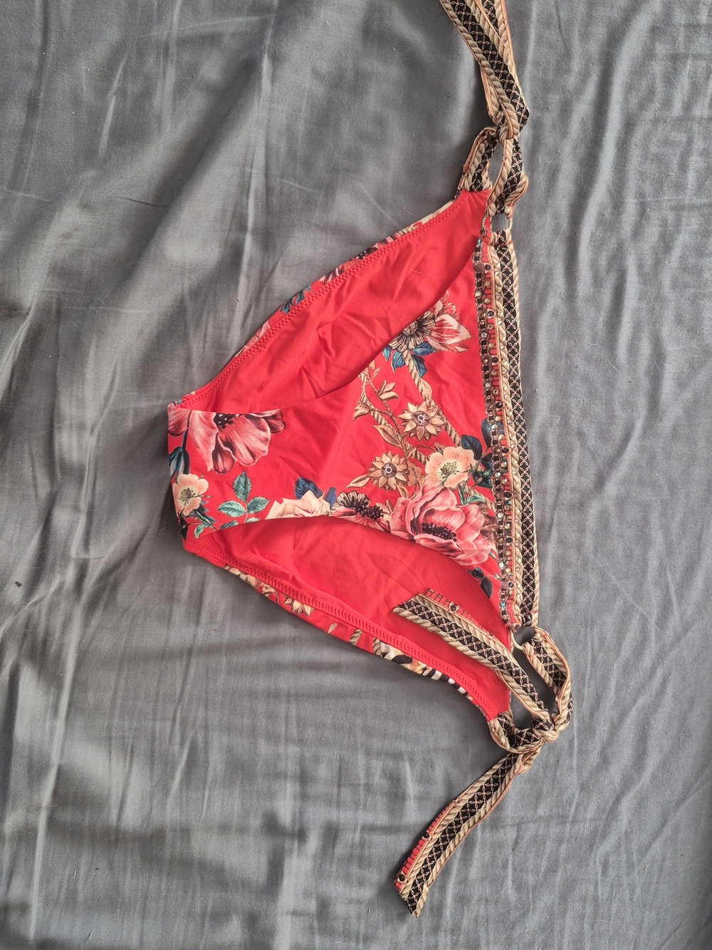 Red Floral Tie-Side Women's Shorts